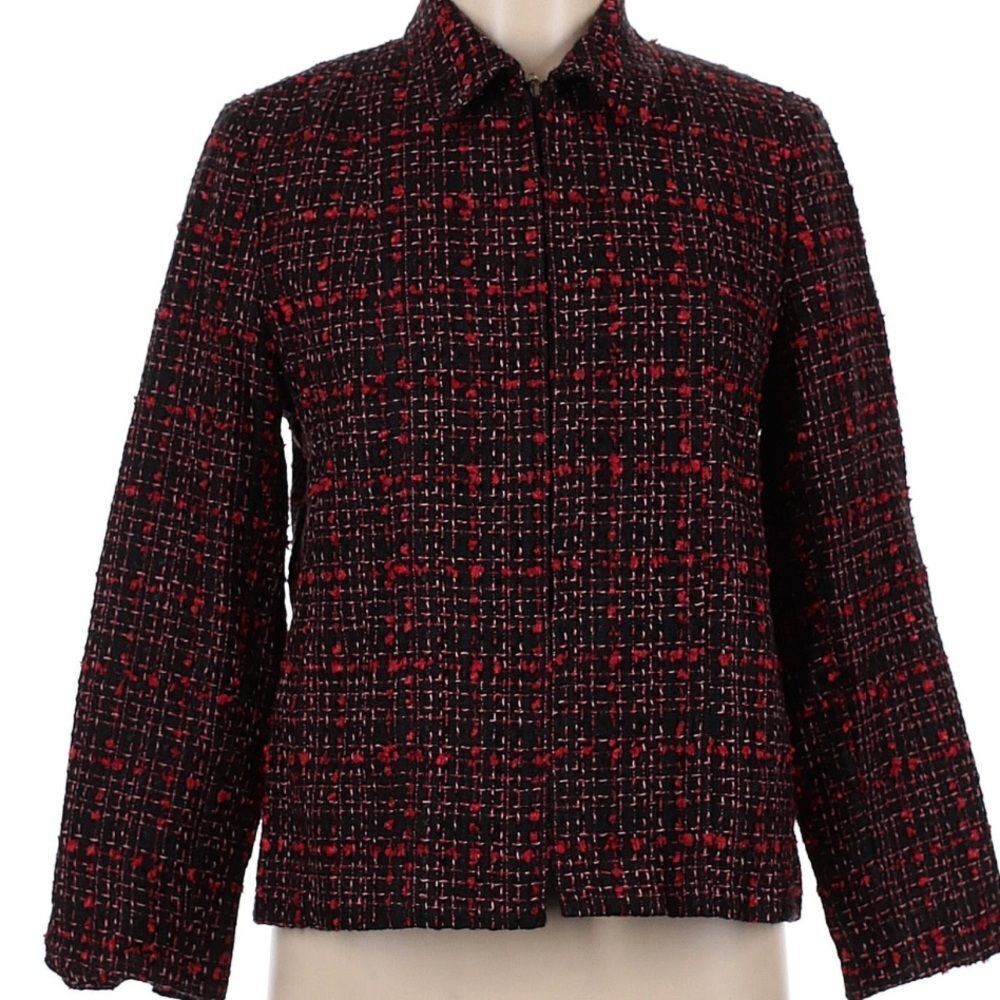 Laura Ashley Petite Women's Black and Red Tweed Jacket!